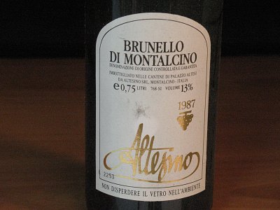 Pezzi Unici Brunello di montalcino altesino 1987