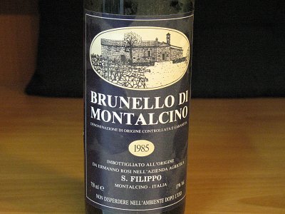 Pezzi Unici Brunello di montalcino san filippo 1985