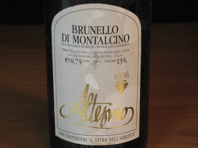 Pezzi Unici Brunello di montalcino altesino 1986